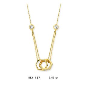 Harem Altın KLY1127 14 Ayar Altın Çift Altıgen Alyans Kolye