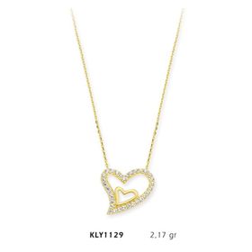 Harem Altın KLY1129 14 Ayar Altın İç İçe Kalp Kolye