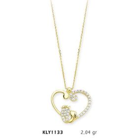Harem Altın KLY1133 14 Ayar Altın Anne Bebek Ayağı Kalp Kolye