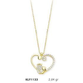 Harem Altın KLY1133 14 Ayar Altın Anne Bebek Ayağı Kalp Kolye