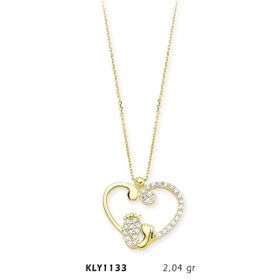 Harem Altın KLY1133 14 Ayar Altın Anne Bebek Ayağı Kalp Kolye