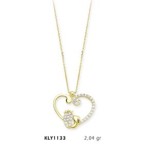Harem Altın KLY1133 14 Ayar Altın Anne Bebek Ayağı Kalp Kolye