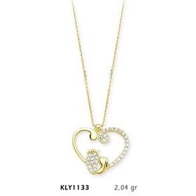 Harem Altın KLY1133 14 Ayar Altın Anne Bebek Ayağı Kalp Kolye