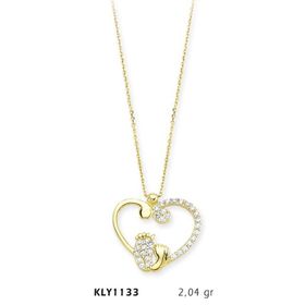 Harem Altın KLY1133 14 Ayar Altın Anne Bebek Ayağı Kalp Kolye