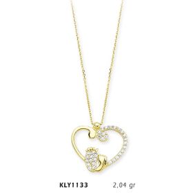 Harem Altın KLY1133 14 Ayar Altın Anne Bebek Ayağı Kalp Kolye