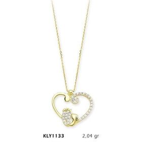 Harem Altın KLY1133 14 Ayar Altın Anne Bebek Ayağı Kalp Kolye