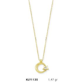 Harem Altın KLY1135 14 Ayar Altın Tektaş Ayyıldız Kolye