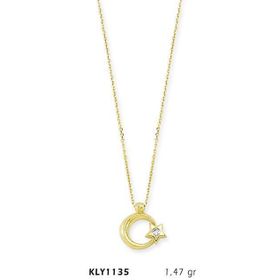 Harem Altın KLY1135 14 Ayar Altın Tektaş Ayyıldız Kolye