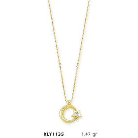 Harem Altın KLY1135 14 Ayar Altın Tektaş Ayyıldız Kolye