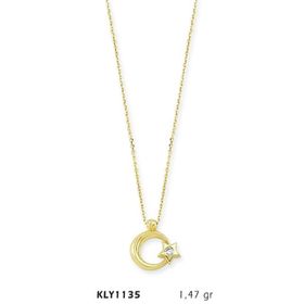 Harem Altın KLY1135 14 Ayar Altın Tektaş Ayyıldız Kolye