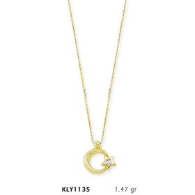 Harem Altın KLY1135 14 Ayar Altın Tektaş Ayyıldız Kolye