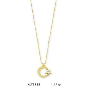 Harem Altın KLY1135 14 Ayar Altın Tektaş Ayyıldız Kolye