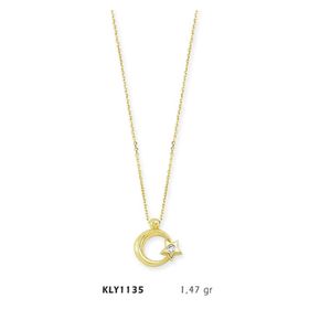 Harem Altın KLY1135 14 Ayar Altın Tektaş Ayyıldız Kolye