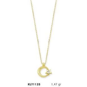 Harem Altın KLY1135 14 Ayar Altın Tektaş Ayyıldız Kolye