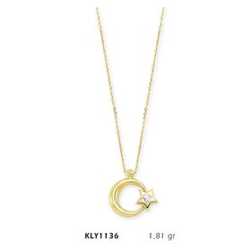 Harem Altın KLY1136 14 Ayar Altın Tektaş Ayyıldız Kolye