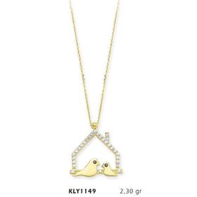 Harem Altın KLY1149 14 Ayar Altın Çift Kuş Ev Kolye
