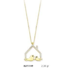 Harem Altın KLY1149 14 Ayar Altın Çift Kuş Ev Kolye