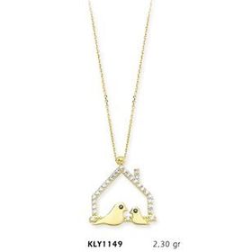 Harem Altın KLY1149 14 Ayar Altın Çift Kuş Ev Kolye