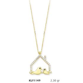 Harem Altın KLY1149 14 Ayar Altın Çift Kuş Ev Kolye