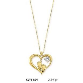 Harem Altın KLY1154 14 Ayar Altın Bebek Ayağı Kalp Kolye