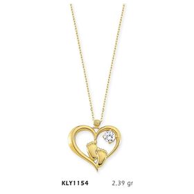 Harem Altın KLY1154 14 Ayar Altın Bebek Ayağı Kalp Kolye