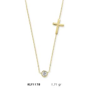 Harem Altın KLY1178 14 Ayar Altın Tektaş Haç Kolye