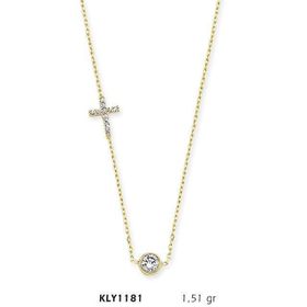 Harem Altın KLY1181 14 Ayar Altın Tektaş Haç Kolye