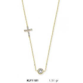 Harem Altın KLY1181 14 Ayar Altın Tektaş Haç Kolye