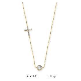 Harem Altın KLY1181 14 Ayar Altın Tektaş Haç Kolye