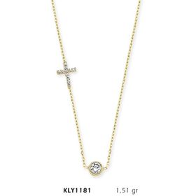 Harem Altın KLY1181 14 Ayar Altın Tektaş Haç Kolye