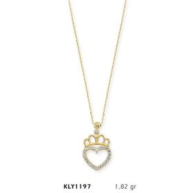 Harem Altın KLY1197 14 Ayar Altın Kral Tacı Kalp Kolye