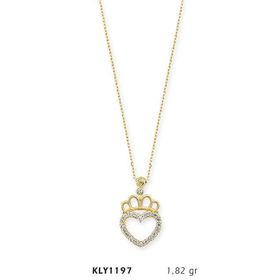 Harem Altın KLY1197 14 Ayar Altın Kral Tacı Kalp Kolye