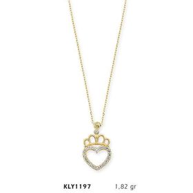 Harem Altın KLY1197 14 Ayar Altın Kral Tacı Kalp Kolye