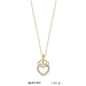 Harem Altın KLY1197 14 Ayar Altın Kral Tacı Kalp Kolye