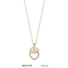 Harem Altın KLY1197 14 Ayar Altın Kral Tacı Kalp Kolye