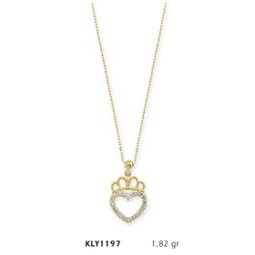 Harem Altın KLY1197 14 Ayar Altın Kral Tacı Kalp Kolye