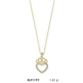 Harem Altın KLY1197 14 Ayar Altın Kral Tacı Kalp Kolye
