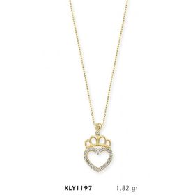 Harem Altın KLY1197 14 Ayar Altın Kral Tacı Kalp Kolye