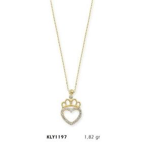 Harem Altın KLY1197 14 Ayar Altın Kral Tacı Kalp Kolye
