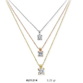 Harem Altın KLY1214 14 Ayar Altın Üçlü Tektaş Kolye