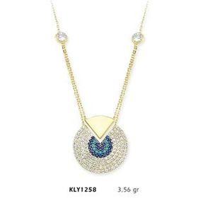 Harem Altın KLY1258 14 Ayar Altın Mavi Dilim Kolye