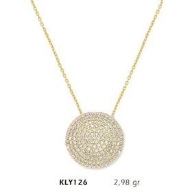 Harem Altın KLY126 14 Ayar Altın Taşlı Daire Kolye