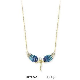 Harem Altın KLY1265 14 Ayar Altın Mavi Melek Kolye