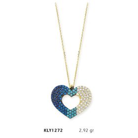 Harem Altın KLY1272 14 Ayar Altın Mavi Kalp Kolye