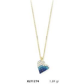 Harem Altın KLY1274 14 Ayar Altın Mavi Kalp Kolye