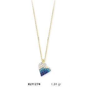 Harem Altın KLY1274 14 Ayar Altın Mavi Kalp Kolye