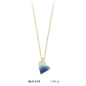 Harem Altın KLY1274 14 Ayar Altın Mavi Kalp Kolye