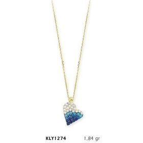 Harem Altın KLY1274 14 Ayar Altın Mavi Kalp Kolye