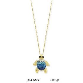 Harem Altın KLY1277 14 Ayar Altın Mavi Kaplumbağa Kolye
