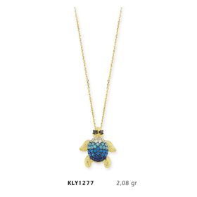 Harem Altın KLY1277 14 Ayar Altın Mavi Kaplumbağa Kolye